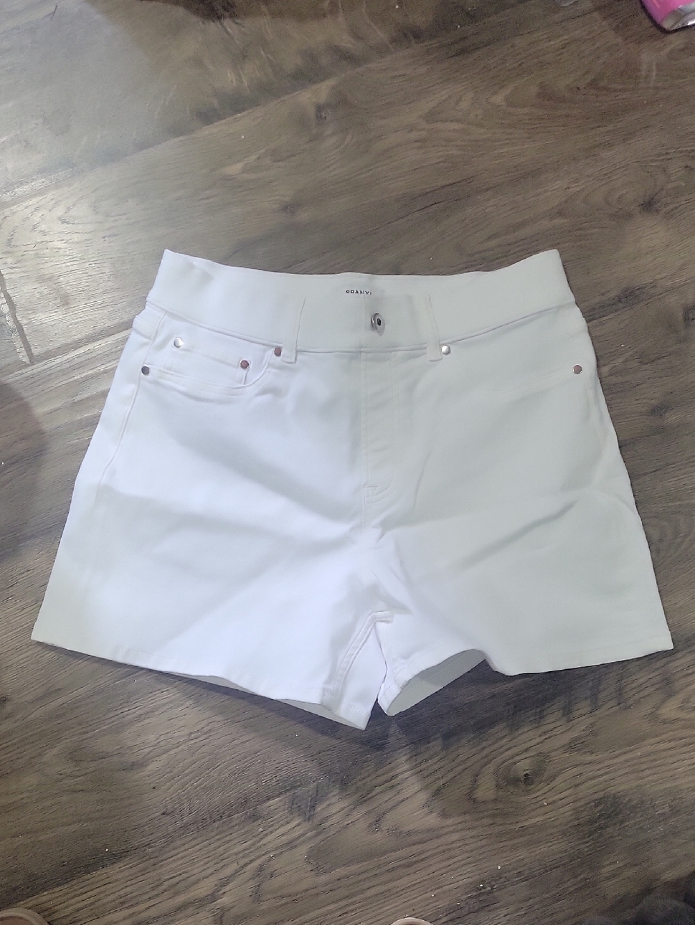 SPANX White High-Rise Stretch Jean Shorts